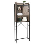 Retro Style MDF With Triamine Iron Frame Sliding Door Three-Layer Rack Bathroom Cabinet - Image 4