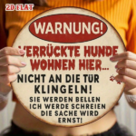 CIFbuy 1pc Vintage German Warning Dog Sign, Crazy Dog Lives Here Metal Plaque, 8-Inch Round Aluminum Paw Print Alert Sign For Garage Ya TikTok, TikTok, ue, Self-pickup Logiopics - Image 2