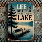 CIFbuy 1pc Vintage Metal Sign 8x12 Inch, Lakeside Cabin Tree Landscape Wall Art, 2D Flat Decorative Painting For Home Office Gym Bedroo TikTok, TikTok, Self-pickup Logiopics - Image 3