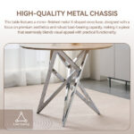 37Inch Round Dining Table, Small Round Kitchen Table With Silver Metal Legs, Suitable For 2 To 4 People, Modern Dining Room Table, Burlywood. - Image 7