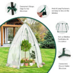 Hexagonal Mini Greenhouse with Zipper Door & Roll-Up Window, PE Cover Outdoor Plant House - White - Image 6