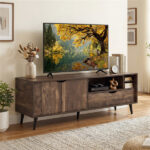 59" Rustic TV Stand for 65-inch TVs, Media Console with Cabinet, Drawer & 3 Open Shelves - Image 10