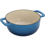 Cast iron 6QT cooking pot - Gradient blue - Includes two silicone gloves - Enamel pot - Image 2