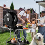Kettle Charcoal Grill with 2 Side Tables, Storage Shelf, Upgraded Ash Catcher, Thermometer, Air Vents, Outdoor Cooking Barbecue Grill with Wheels - Image 5