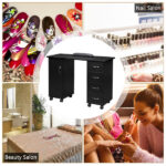 Double Edged Manicure Nail Table with Drawer Black - Image 31
