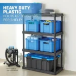 Black Plastic 4-Tier Shelf 36" W x 18" D x 53" H, Up to 600 lb Total Capacity(Shipment from Walmart) - Image 3