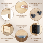 Natural wood color, particleboard with melamine veneer, 60*30*80cm, double doors, single drawer, bathroom vanity - Image 10