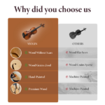 Professional 4/4 Full Size Violin Set - Durable, Lightweight Design with Stable Rich Sound, Smooth Finish & Complete Accessories, Ideal Unique Gift for Musicians - Image 2