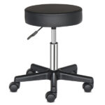 Round Stool Plastic Arch Feet Rotation Bar Stool Black - Image 3