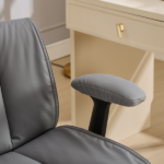 Cross Legged Chair with Flip-Up Armrests Leather, Cross Legged Office Chair on Wheels, Comfy Swivel Chair with Wide Seat for Home Office, Vanity, Ergonomic Desk Chair Adjustable, Grey - Image 11