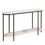 Same Code 40085878 Console Table 2 Tier Narrow Entryway Table with Storage Shelves Faux Marble Narrow Table for Living Bedroom Hallway Office Easy Assembly, Black & White - Image 6