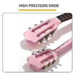 Light pink 30-inch Round Acoustic Guitar with Picks, Strings, Capo, Case, Tuner, and Strap - Image 6