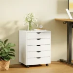 5-Drawer Portable Storage Cabinet on Wheels for Office, Bedroom & Home Organization, White (Shipment from Walmart) - Image 4