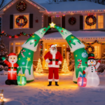 15FT Lighted Christmas Inflatable Archway, Inflatable Christmas Tree Arch with Santa and Snowman, Blow Up Yard Decorations with Built-in LED Lights for Holiday Party Front Yard Lawn Garden Decor - Image 4