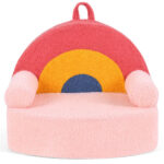 Red Kids Sofa, Soft Teddy Fleece Foam Couch with Carry Handle & Removable Machine-Washable Cover - Image 2