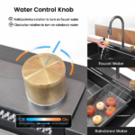 Waterfall Kitchen Sink, Stainless Steel Single Bowl in Black, Multifunctional Workstation with Flying-rain Faucet and Cutting Board, 33x22″ Stainless Steel Single Bowl Sink[Unable ship on weekends, TK/TEMU only for pickup, only TX10643 warehouse supports GOFO] - Image 13