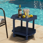 2-Tier Outdoor Side Table, HDPE Adirondack Table Patio Side Table, Weather Resistant End Table Small Outdoor Table, Navy Blue - Image 10
