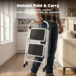 Step ladder, 2-Step Ladder Stool, 800lbs Capacity, Anti-Slip Treads & Handles, Foldable , Grey/Black (Shipment from Walmart) - Image 4