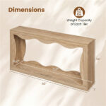 63" Narrow Console Table with Wavy Hollow Design, 2-Tier Extra Long Entryway Table with Storage Shelf - Natural - Image 5