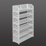 Wood-plastic Board Six Tiers Carved Shoe Rack White B - Image 16