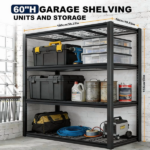60''H Garage Shelf Storage Shelving Unit, 4 Tiers Storage Racks, Free Standing Heavy Duty Metal Adjustable Shelves - Image 5