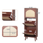Rattan-covered 3-drawer shoe cabinet, particleboard, 54*24*135 cm, brown - Image 5