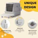 Stainless Steel Cat Litter Box, Covered Extra Large Cat Litter Box Enclosure, Metal Kitty Litter Boxes with Lid, Litter Scoop, and Filter Pedal, Anti-Leakage, Non-Stick, Easy to Clean - Image 9