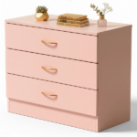 3-Drawer Chest with Faux Rose Gold Handles Drawer Dresser 25.98*12.99*22.05in Pink - Image 4