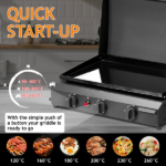 Replace 24179804 3-Burner Flat Top Gas Griddle Cooking Station with Ceramic Coated Cast Iron Pan, 30,000 BTU Propane Fuelled Griddle Station for Outdoor Barbecue Backyard Cookout - Image 7