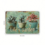 CIFbuy Vintage Life Garden Metal Tin Sign 12x8 Inch Rustic Succulent Wall Art, Teal Pink Accents Waterproof Rustproof Home Decor Plaque TikTok, TikTok, aque Self-pickup Logiopics - Image 2