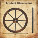 24" Set of 2 Carbonized Fir Wood Wagon Wheels, Rustic Western Decor with Reinforced Metal Rim - Image 4