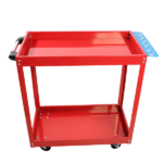 Tool Cart on Wheels, Heavy Duty Steel Utility Cart w/Lockable Wheels, 400 LBS Capacity Industrial Service Cart for Garage, Warehouse, Workshop (Two-layer Bright Red) - Image 15