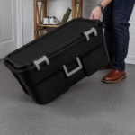 (2 pack)22 Gallon Large Wheeled , Heavy Duty Plastic Storage Trunk Container, Lockable with Wheels and Handle, Black (Shipment from Walmart) - Image 4