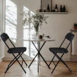 Replace 8542051 4pcs Injection Molding Classic Garden Plastic Folding Chair Black - Image 2