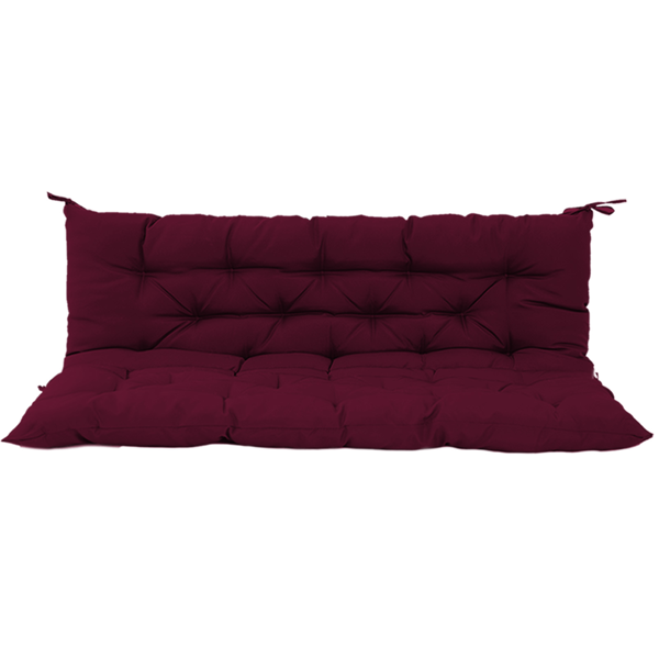 43861560_1 Outdoor Swing Cushions 60 Inch, Waterproof 4" Thick Porch Swing Cushion Replacement with Backrest and Ties, Comfortable 2-3 Seat Pation Swing Pad for Backyard, Garden, Lawn, Outdoor Furniture claret-red - Image 1