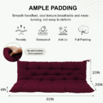 Outdoor Swing Cushions 60 Inch, Waterproof 4" Thick Porch Swing Cushion Replacement with Backrest and Ties, Comfortable 2-3 Seat Pation Swing Pad for Backyard, Garden, Lawn, Outdoor Furniture claret-red - Image 5