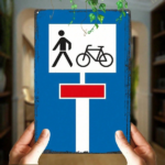 CIFbuy Aluminum German Traffic Sign Dead-End Road Warning, Retro Vintage Wall Art For Bicycles, Pedestrians 2D Flat Decor 8x12 Inch ikTok, ikTok, icycles Self- Sckup LogiopchArt - Image 2