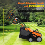 Corded Electric Lawn Dethatcher with 16-Inch Cutting Width, Wear-Resistant Wheels & Large Removable Grass Bag for Home Lawn - Orange - Image 3