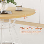 Natural 47" Round Dining Table , Family-Sized for 4-6 People, Hourglass Metal Base & Curved Tabletop - Image 8