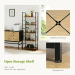 5-Shelf Wood and Metal Storage Shelf with Adjustable Feet, Waterproof & Scratch-Resistant, Rustic Brown(Shipment from Walmart) - Image 3