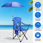 Folding Camping Chair with Detachable 8-Rib Sun Umbrella, 42.13 Inch Canopy Aluminum Alloy Portable Lawn Chair Supports 330LBS with Cup Holder - Image 11