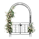 134.5*58.5*213cm Arc Roof Double Layer With Door Wrought Iron Iron Arch Courtyard Black - Image 8