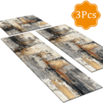 Three-piece kitchen rug set, non-slip and washable, abstract pattern kitchen hallway rug, soft and comfortable, suitable for sinks, floors, entrances, hallways and bathrooms. - Image 2
