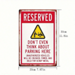 CIFbuy Vintage Rustic Iron Metal Sign 8x12 Inch No Parking Warning Plaque, Waterproof Rustproof 2D Flat Wall Art Decor For Home Bar TikTok, TikTok, r Self-pickup Logiopics - Image 2