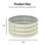 2 Pcs 2×2×1ft Raised Garden Bed, Round Galvanized Outdoor Planter Box, Metal Garden Bed for Planting Vegetables Fruits Flowers, White - Image 2
