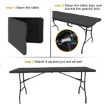 6 ft Rectangular Black Plastic Folding (Shipment from Walmart) - Image 2