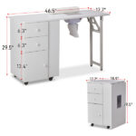 Foldable Manicure Table with Electric Dust Collector, Lockable Wheels, Wrist Cushion, Drawers & Cabinet for Beauty Salon, White - Image 5