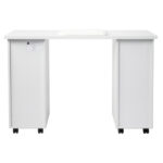 Double Edged Manicure Nail Table with Drawer White - Image 5