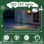 Set of 2 Lighted Metal Christmas Tree Yard Decorations, Pre-lit Holiday Decor with 150 Green and Warm White LED Lights for Xmas Outdoor Indoor Decor Lighted Holiday Displays - Image 7