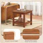 Versatile 2-Tier Wooden Side Table, Easy Assembly Nightstand for Garden Living Room Poolside - Image 7